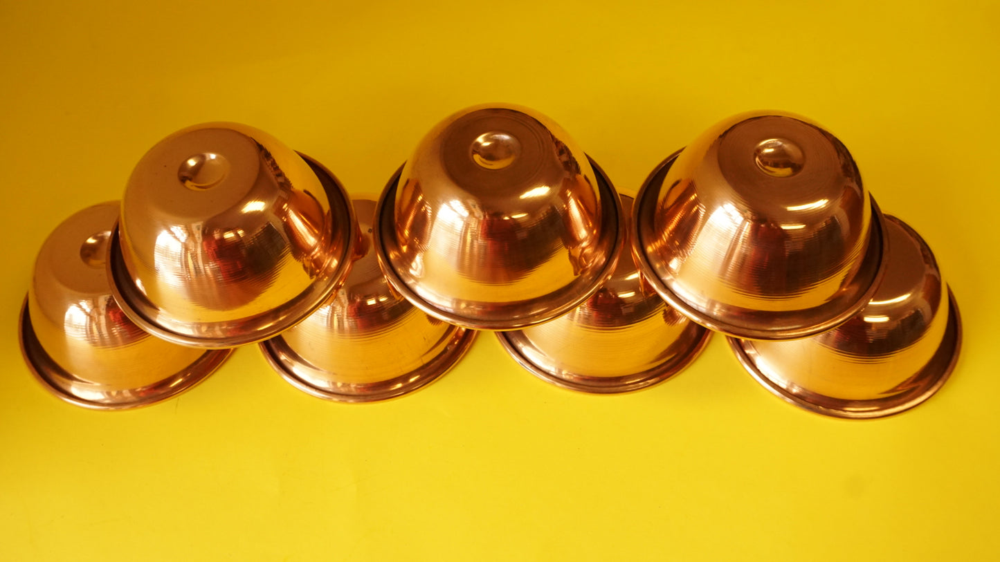 7Pcs of Tibetan Buddhist Offering Water Bowl Divine Copper Ritual Container Bowls.