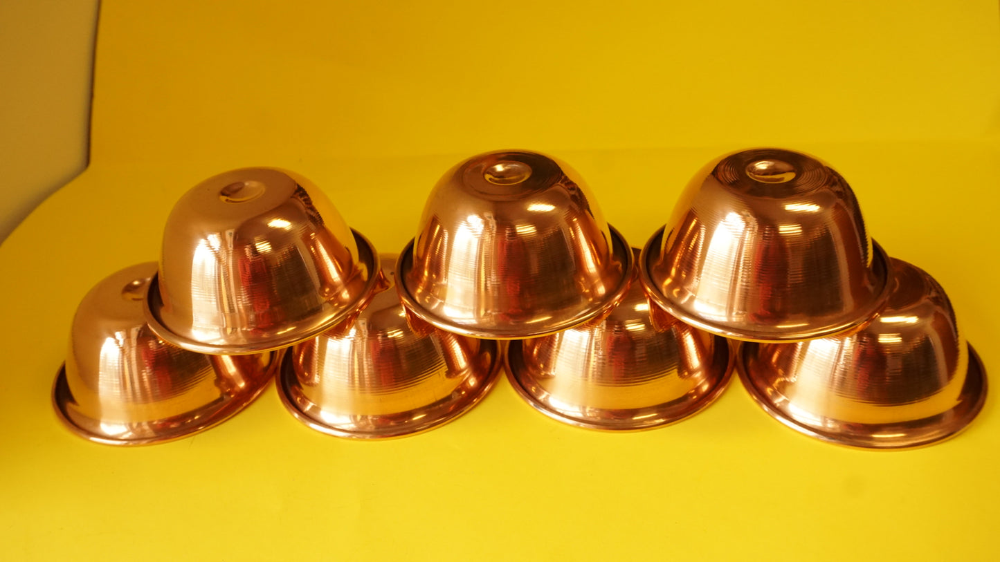 7Pcs of Tibetan Buddhist Offering Water Bowl Divine Copper Ritual Container Bowls.