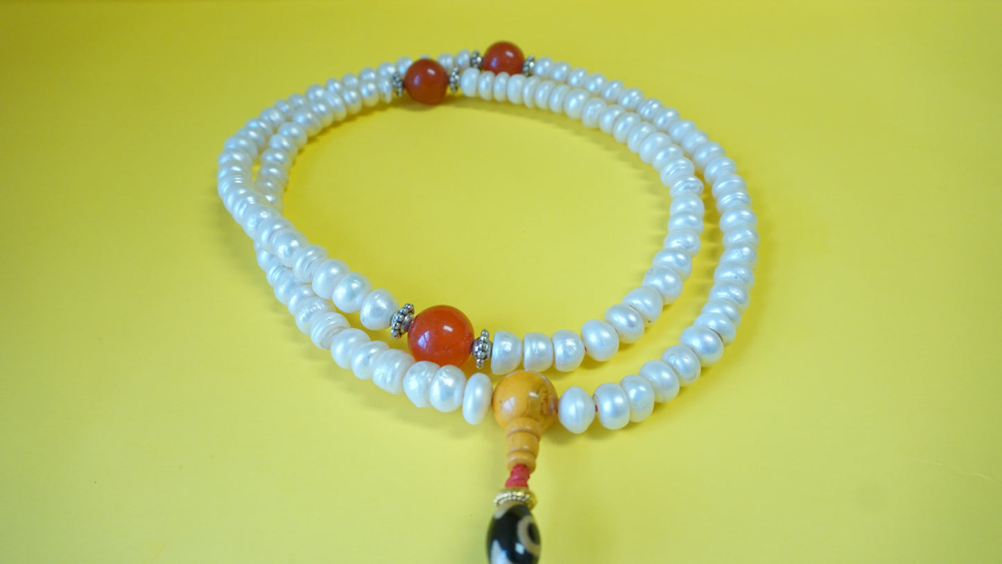Large White Coral Mala Bead.