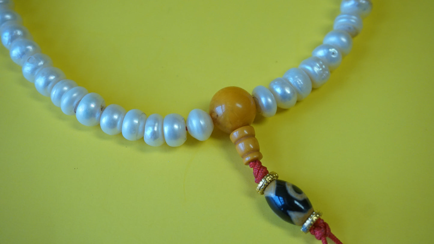 Large White Coral Mala Bead.