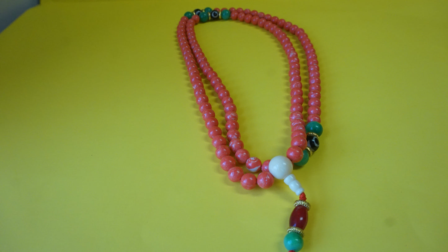 Large Red Coral Mala Bead