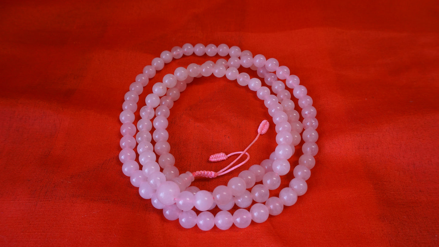 Large Light Pink Smooth Glass Mala.