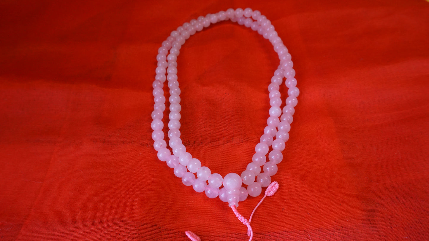 Large Light Pink Smooth Glass Mala.