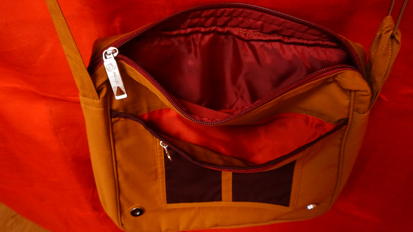 Large Gold and Maroon Bag