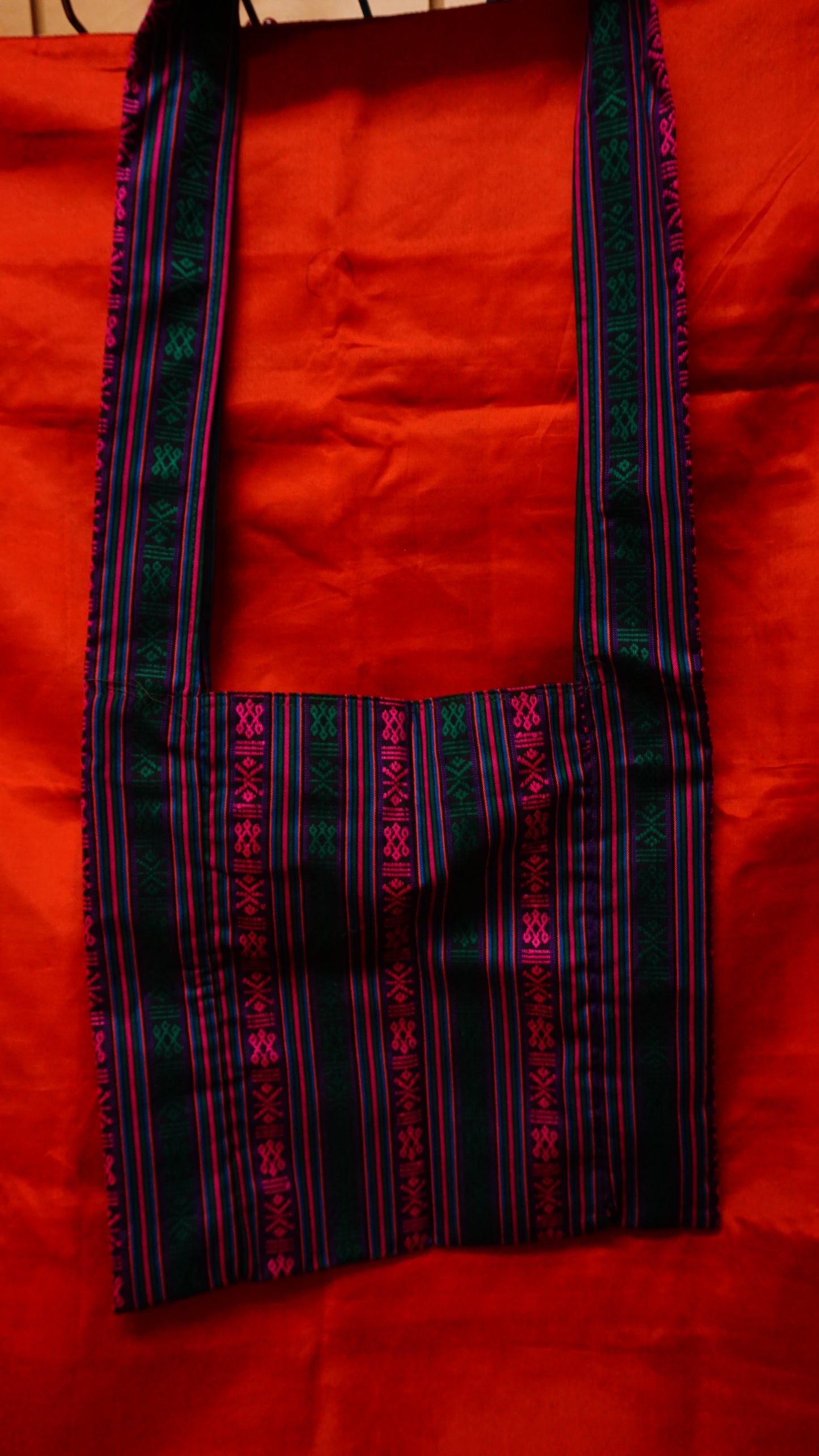 Cotton Multi-stripe Drow-string Tote.
