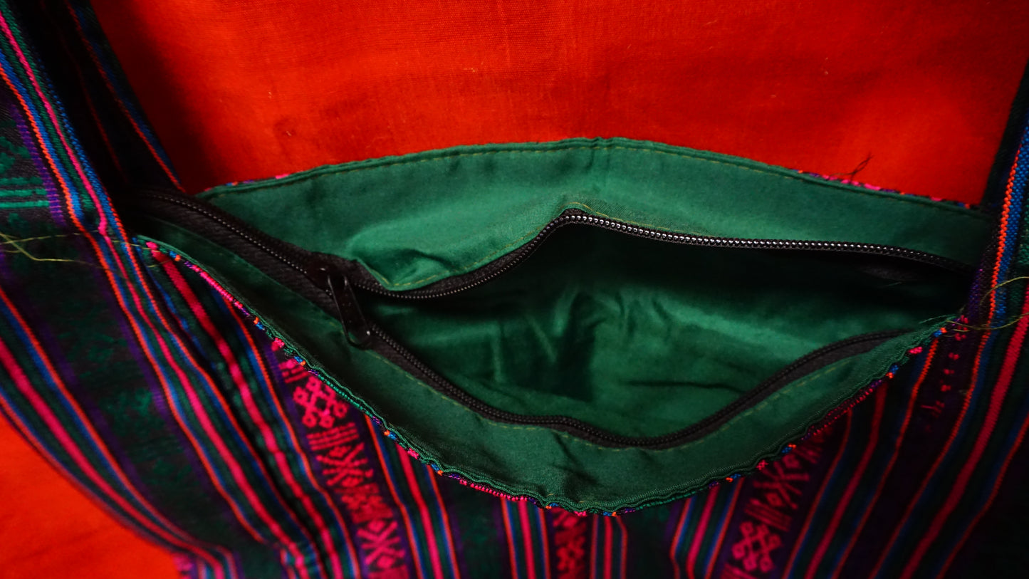 Cotton Multi-stripe Drow-string Tote.