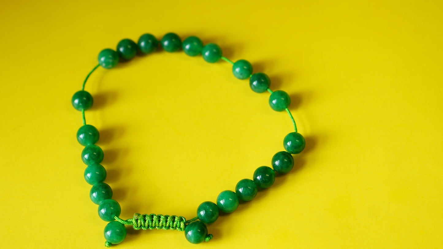 Adjustable Green Jade Wrist Mala.