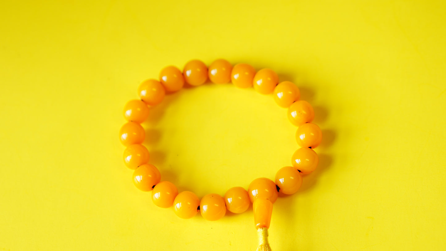 Yellow Stone with Silver Spacers Wrist Mala.