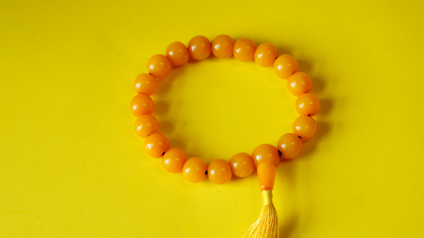 Yellow Stone with Silver Spacers Wrist Mala.