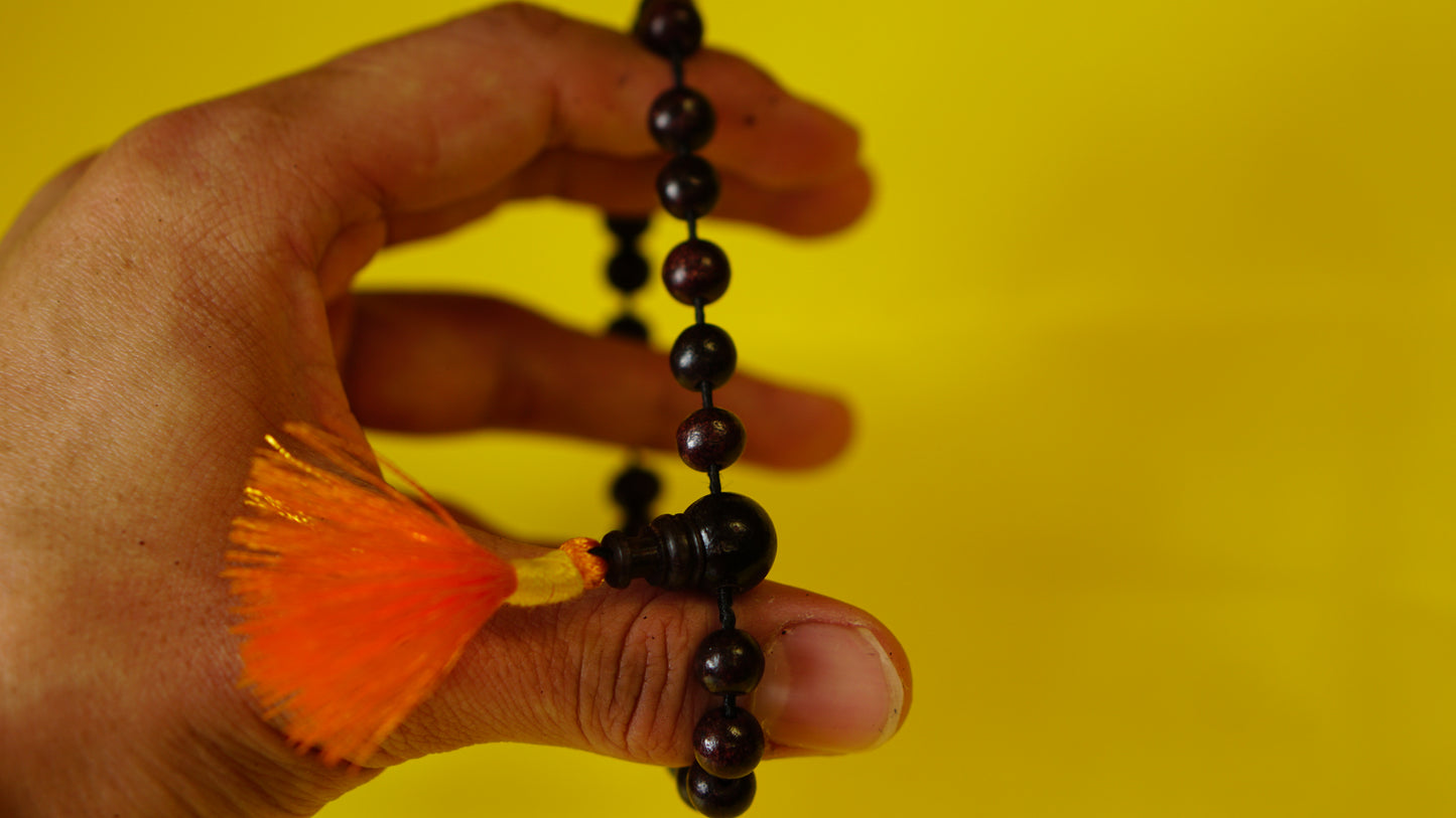Small beads Stretchable Dark-Red Wooden Wrist Mala.