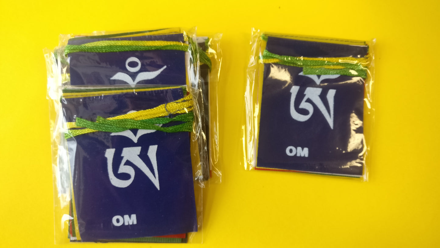 Large Buddha of Compassion Tibetan Prayer Flags Om Mani Padme Hum Set of 10