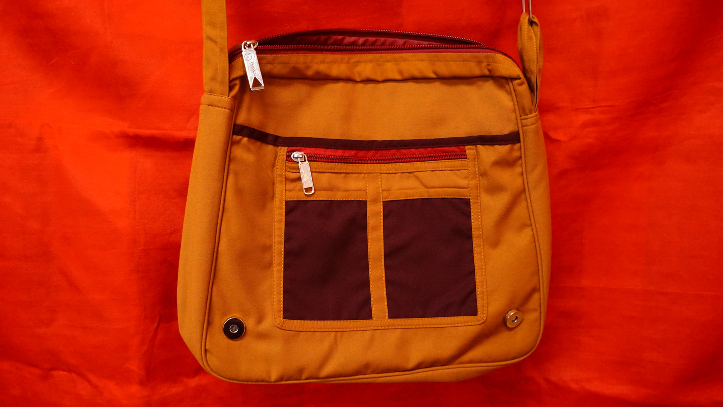 Large Gold and Maroon Bag