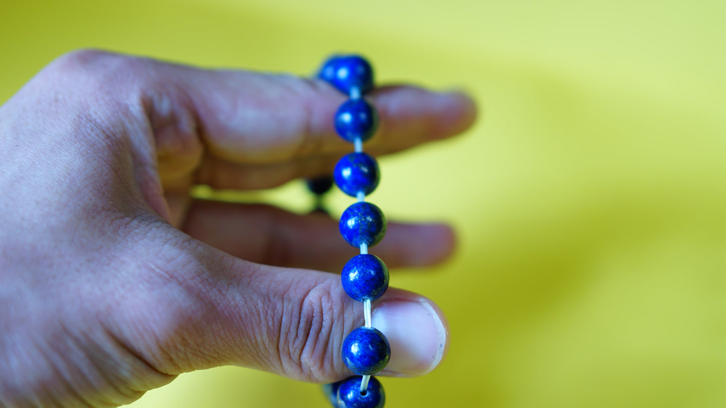 Stretchable Blue Sparkle Semi-Precious stone wrist mala.