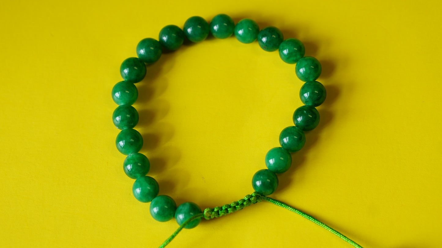 Adjustable Green Jade Wrist Mala.