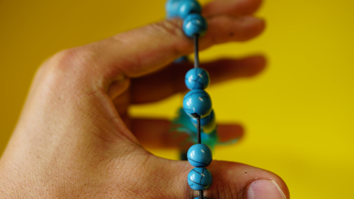 Stretchable Blue Stone with Silver Spacers wrist Mala.